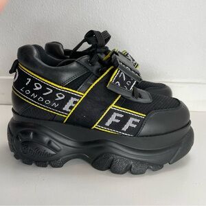 Buffalo London Galip Platform 3” Chunky Black Sneakers Grunge Women 37EU 6US